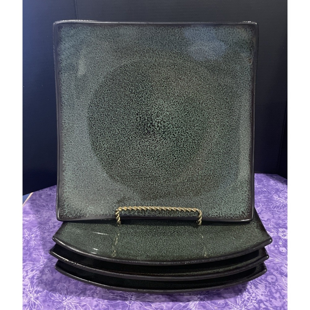 Gabbay Fusion Wasabi Salad Plates Plate 8 Inch Square Green Gibson Set Of 4